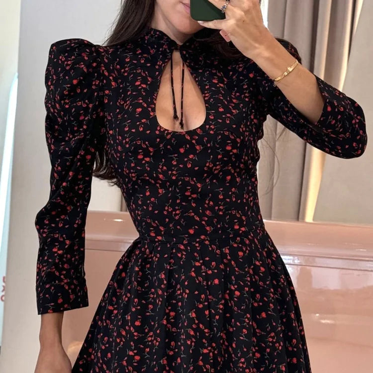 Lace Up Patchwork Bodycon Dress