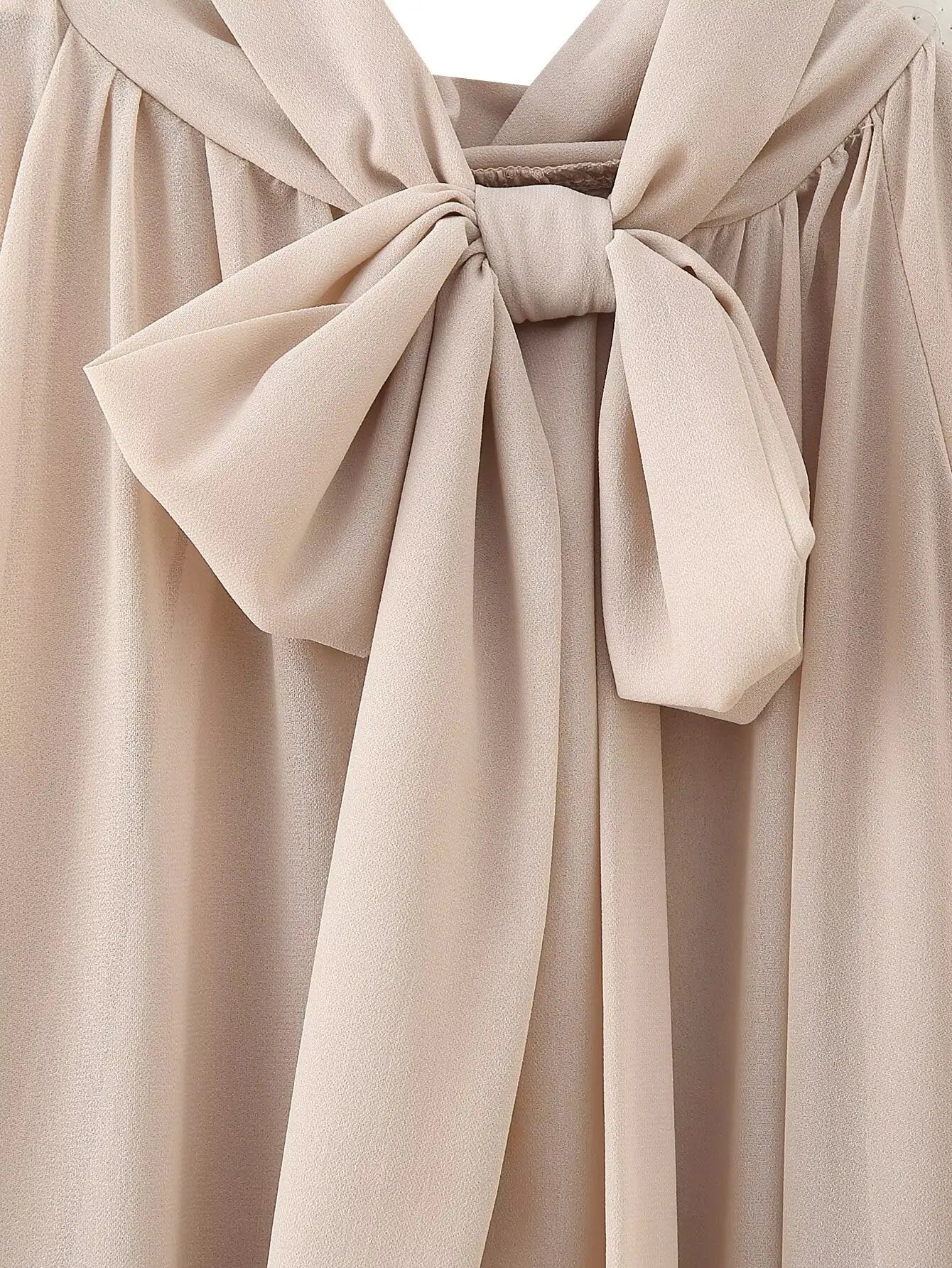 Vintage Chiffon Tiered Ruffle Sleeve Blouse with High Neck for Women