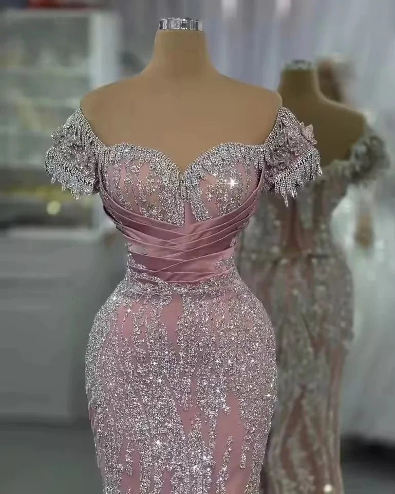Sparkly Beaded Sweetheart Prom Evening Gown for Women