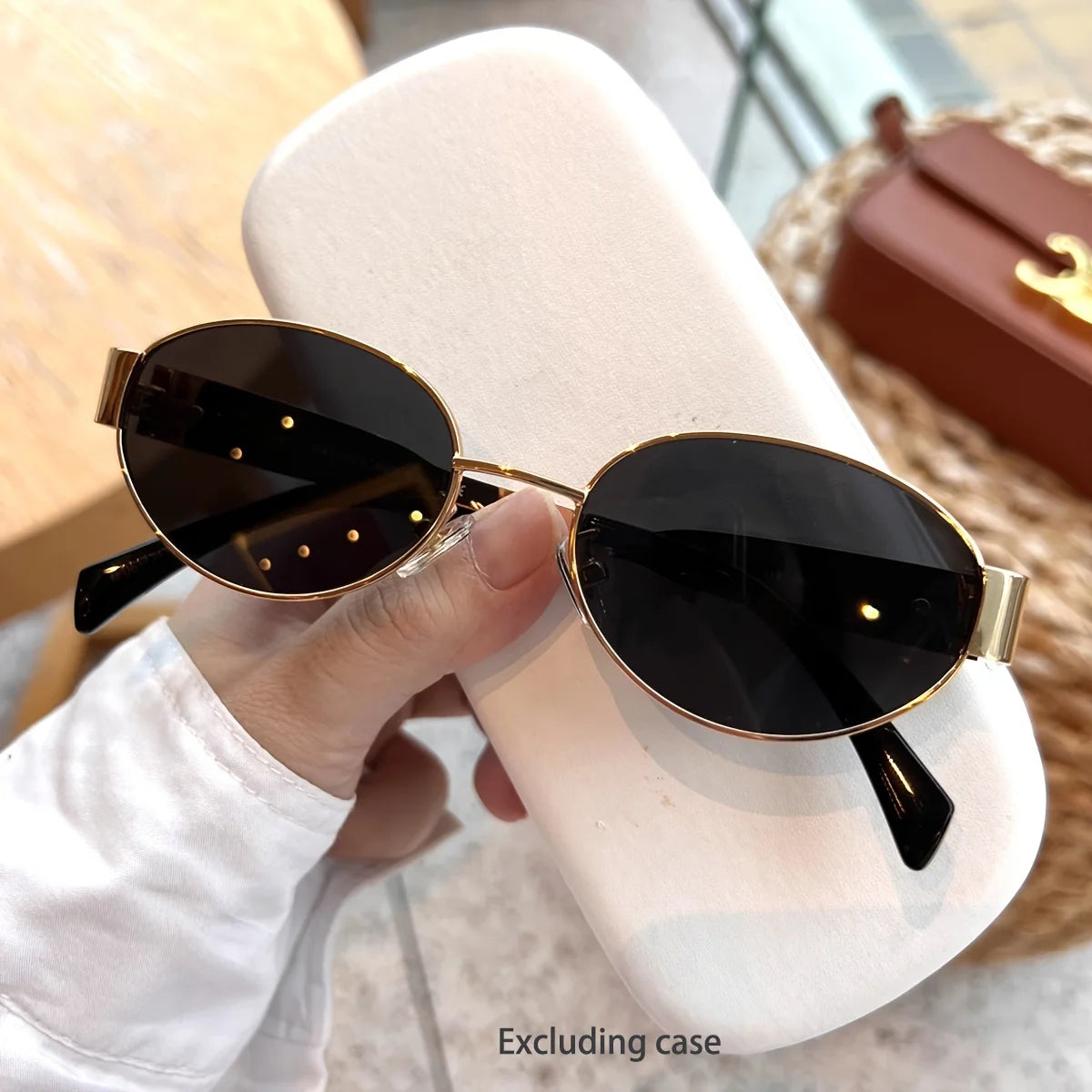 Trendy Classic Metal Frame Oval Sunglasses for Women
