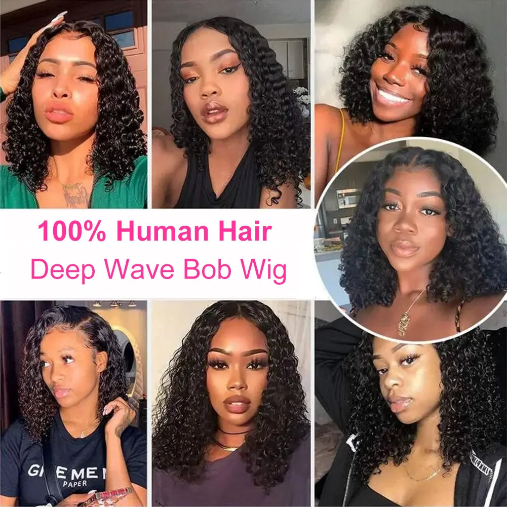 Deep Wave Bob Wig (10–16 Inch Options)