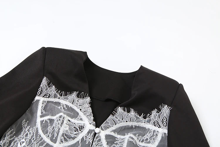 Lace Patchwork Button Front Jacket