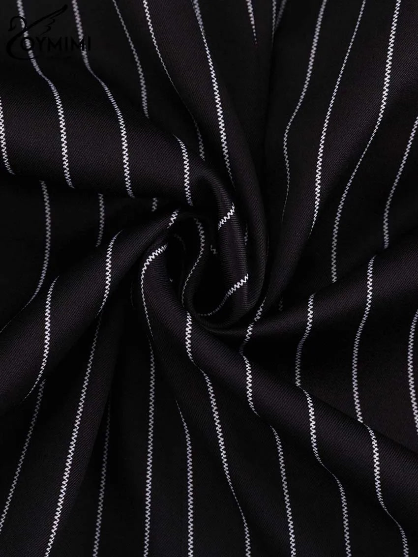 Oymimi Elegant Black Print Two Pice Outfits For Women Fashion Long Sleeve Single Button Blazers And High Waist Shorts Female Set