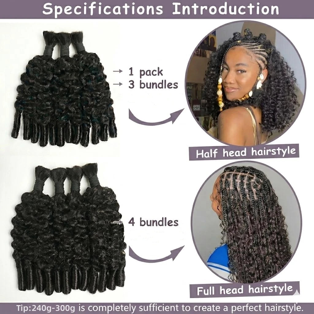 Natural Burmese Curly Human Hair Braiding Extensions for Women
