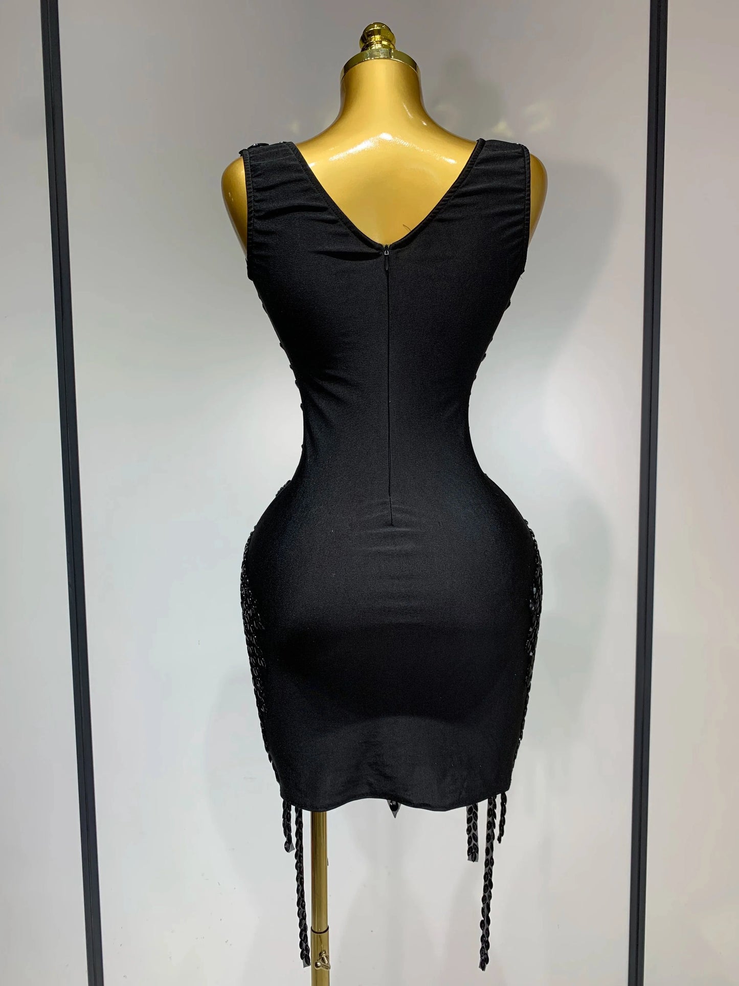 Sparkly Rhinestone Mesh See Through V Neck Dress Women Sexy Performance Stage Costume Evening Party Club Luxury Birthday Outfit