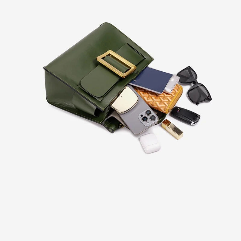 Structured Square Buckle Shoulder Bag