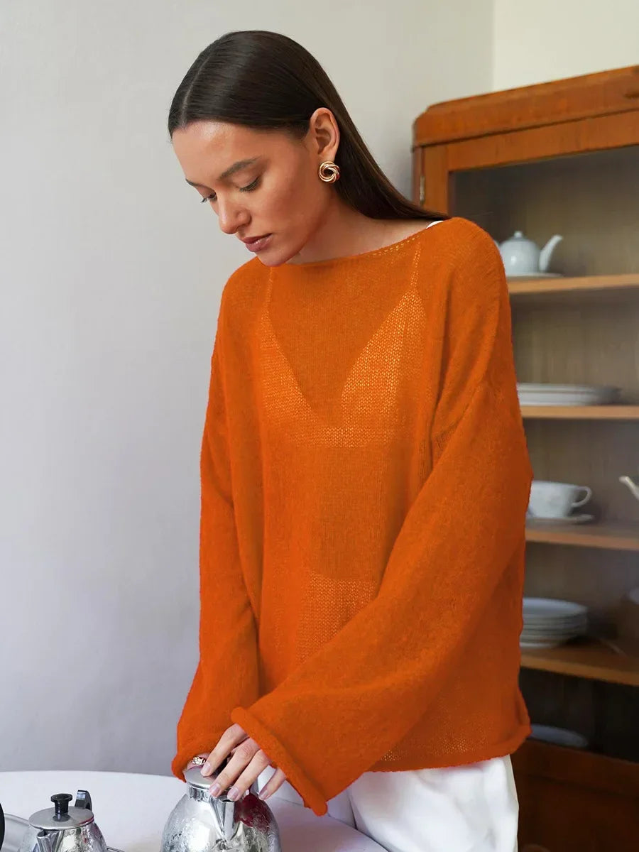 Sheer Hollow Knit Sweater