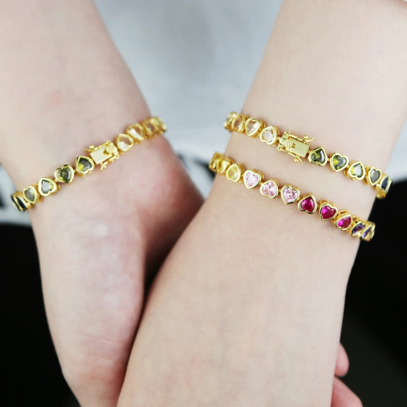 Rainbow Heart Bracelet And Necklace Set