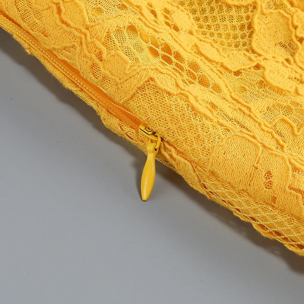 Women's Casual Chic Hollow Out Luxury High-Quality Lace Long Sleeve Suit Jacket High Waist Shorts Three Pieces Set Evening Party