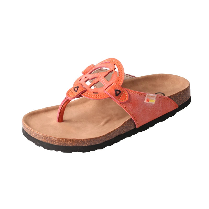Herringbone Leather Flat Slippers