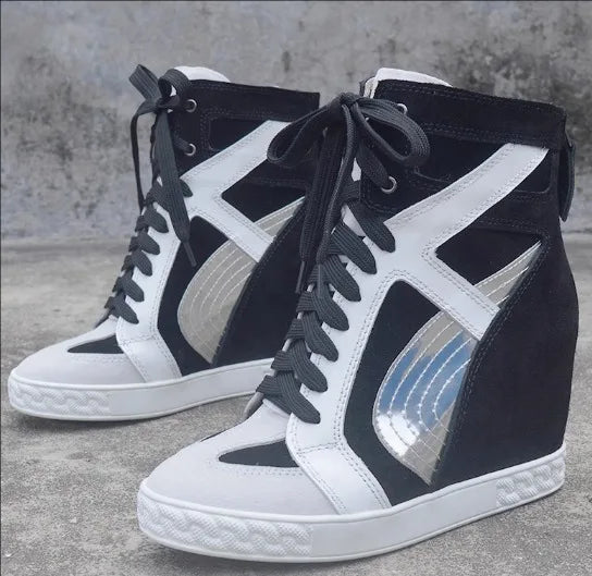 Casual Patchwork Buckle Strap Hollow Out Wedge Ankle Boots for Women