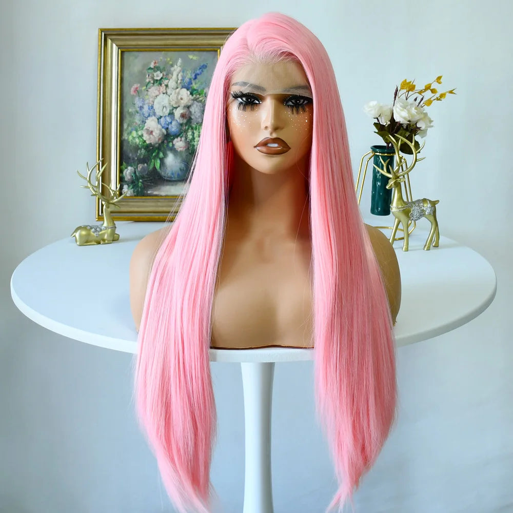 Grey Straight Lace Front Wig With Preplucked Hair for Women