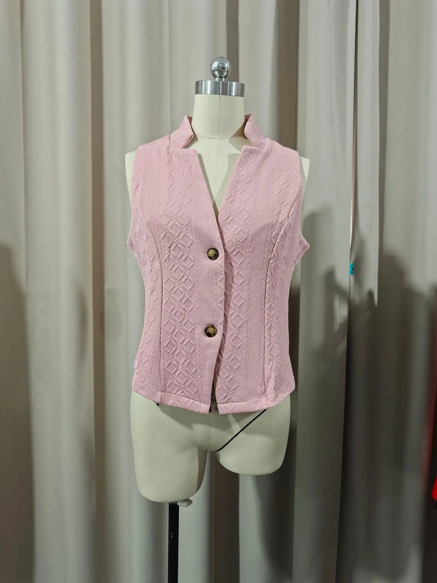 Solid Color Slim Fit Sleeveless Vest With Stand Up Collar for Women