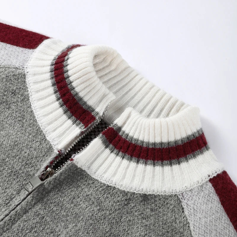 Printed Striped Knitted Baseball Cardigan for Women