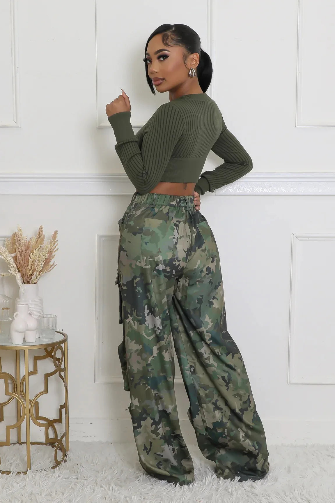 FAGADOER Fashion Camouflage Straight Pants Women Buttons High Waist Cargo Pocket Patchwork Wide Leg Trousers Y2K Streetwear New