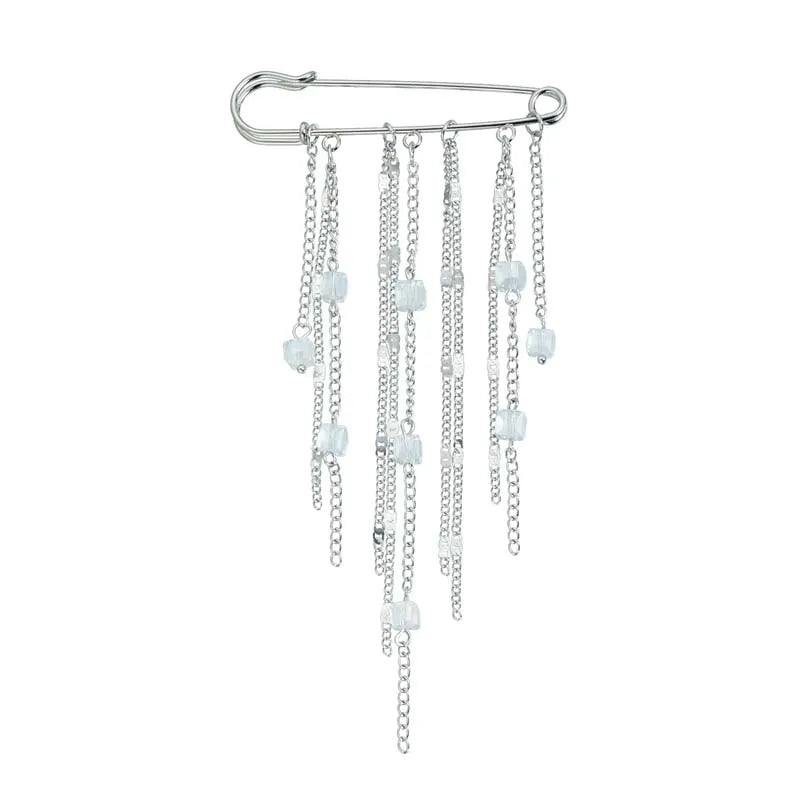 Layered Pearl Heart and Star Tassel Brooch for Women