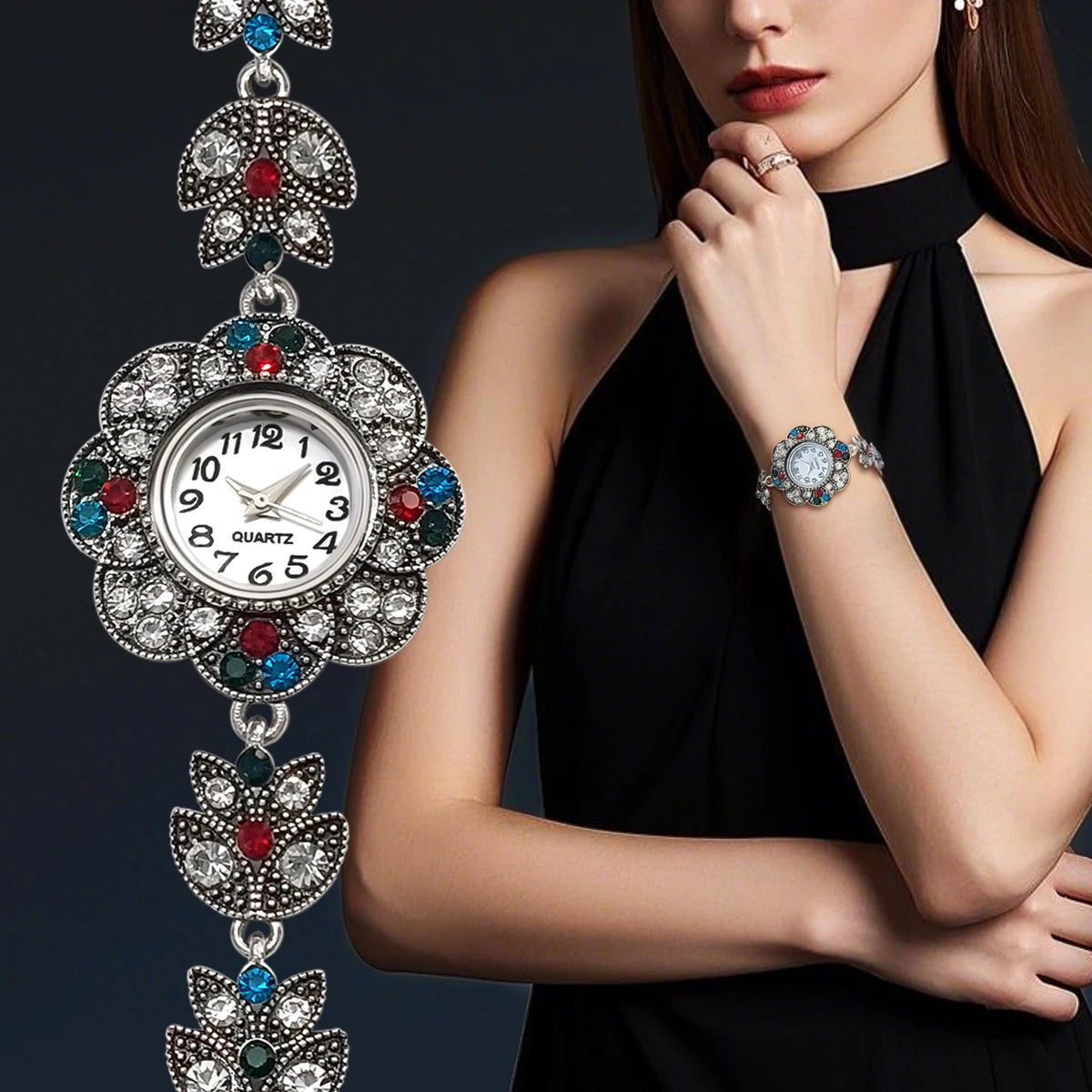 Vintage Alloy Bracelet Watch for Women