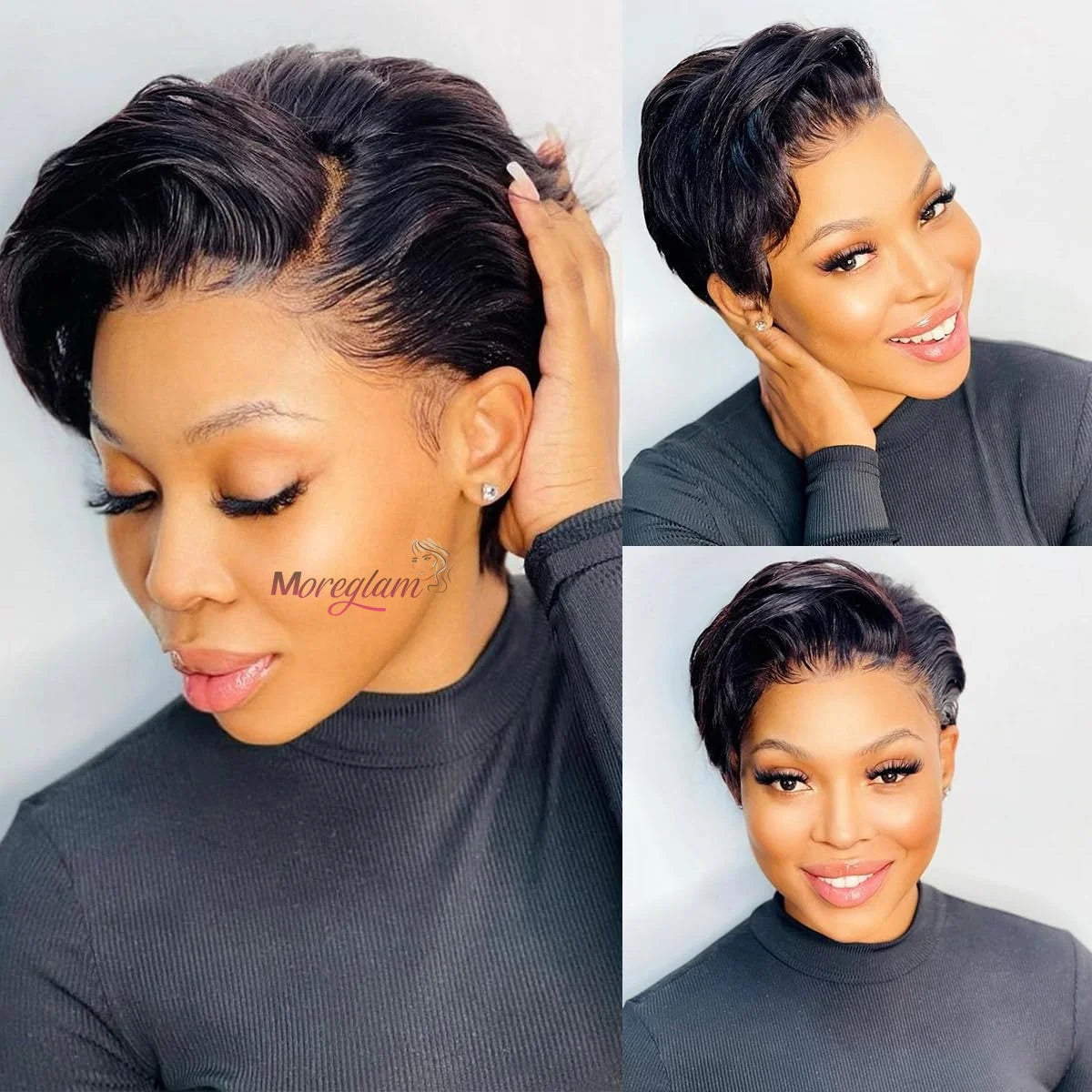 Wig HD Transparent Lace Front 13x4 Pixie Cut Bob Indian Hair Pre Plucked 200 Density