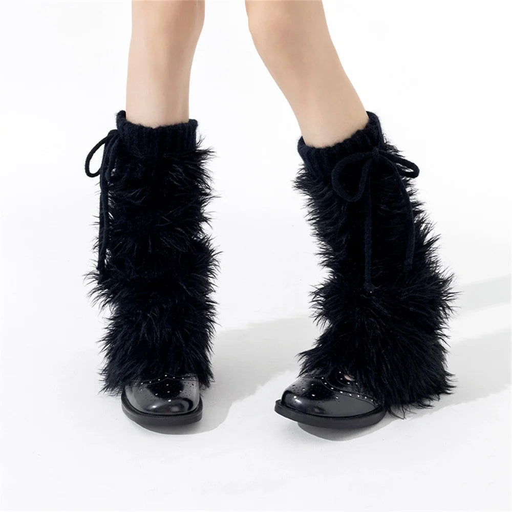 Cozy Fluffy Knitted Over The Knee Leg Warmers for Women