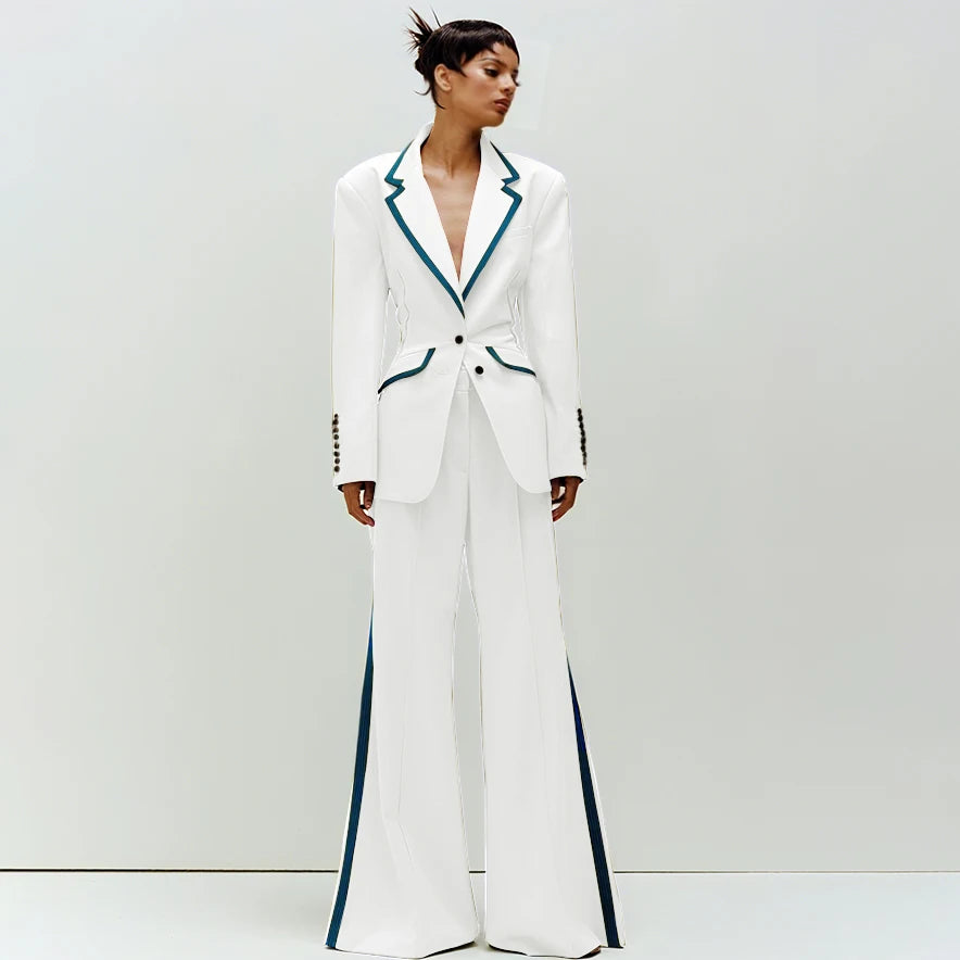 Tailored Notched Collar Two Piece Suit Set For Women