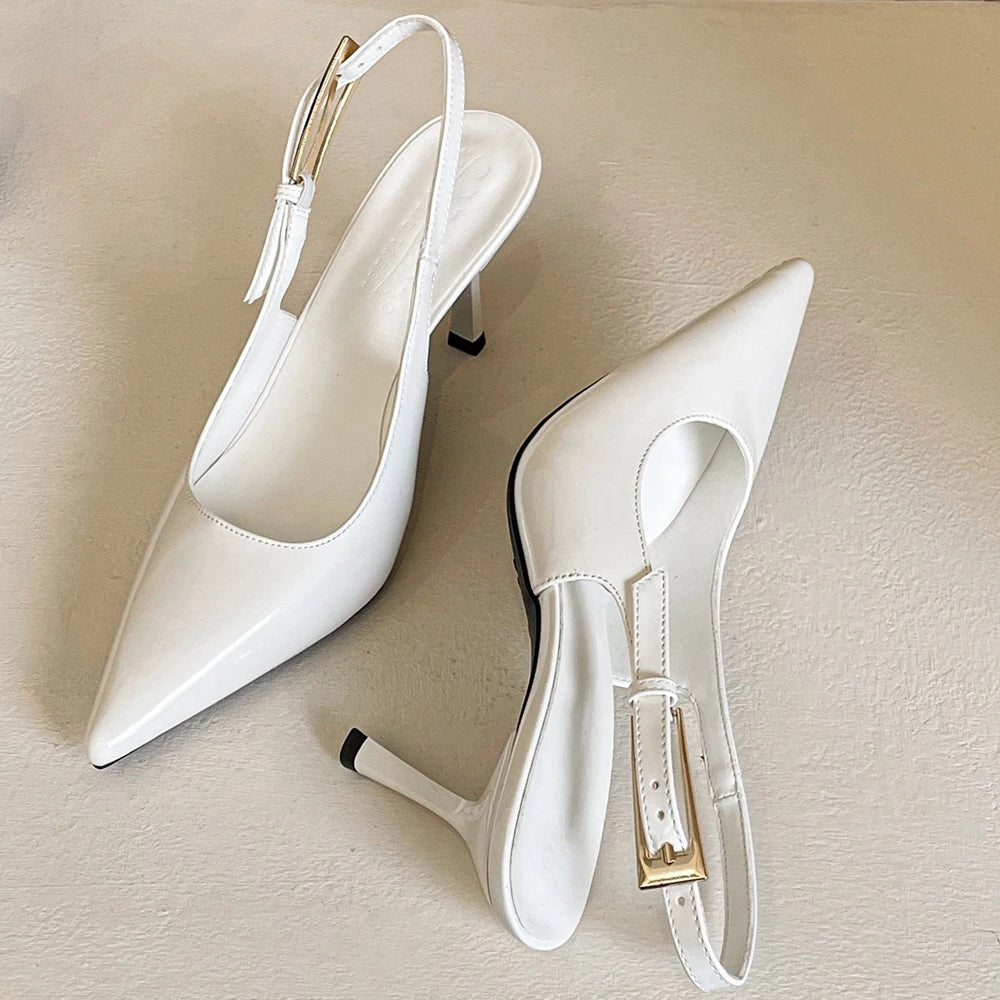 Patent Leather Buckle Strap High Heel Pumps for Women