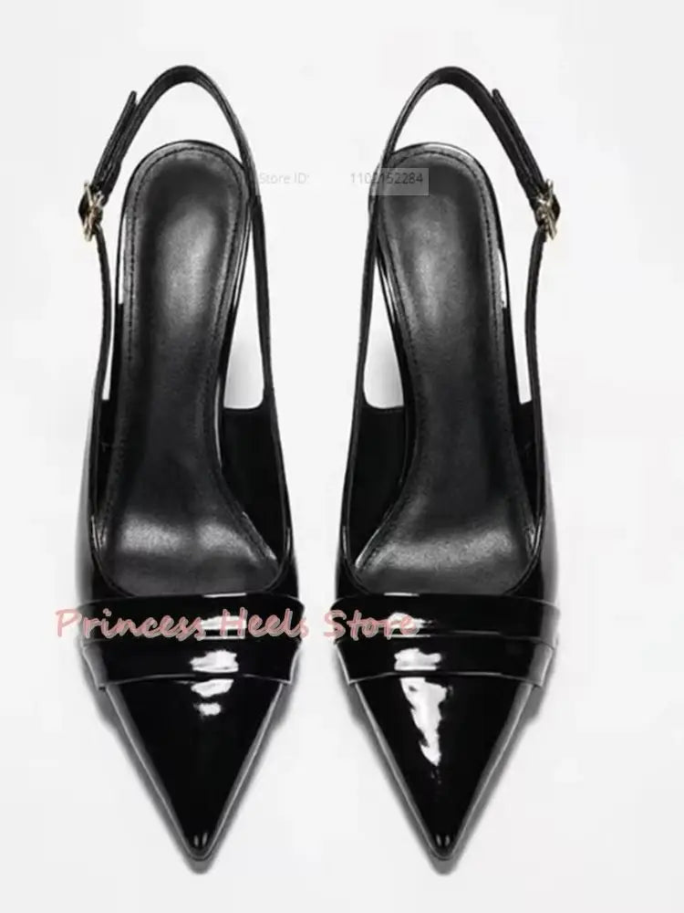 Shallow Back Opening Pointed Toe Buckle Straps Sandals for Women