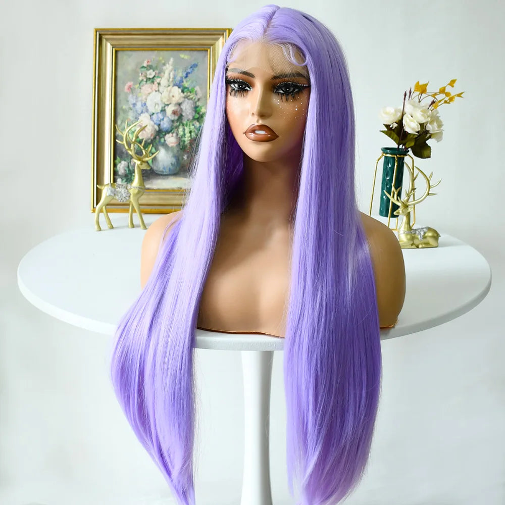 Grey Straight Lace Front Wig With Preplucked Hair for Women