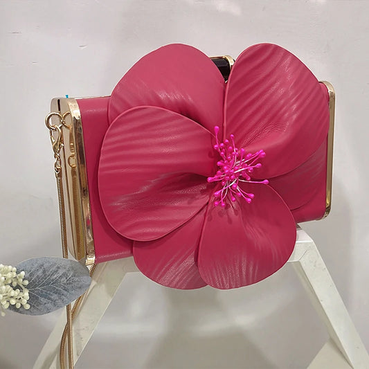 Creative Flower Small Square Bag Fashion Texture Versatile Elegant Crossbody Chain Bag High-grade Leather Irregular Clutch Bag