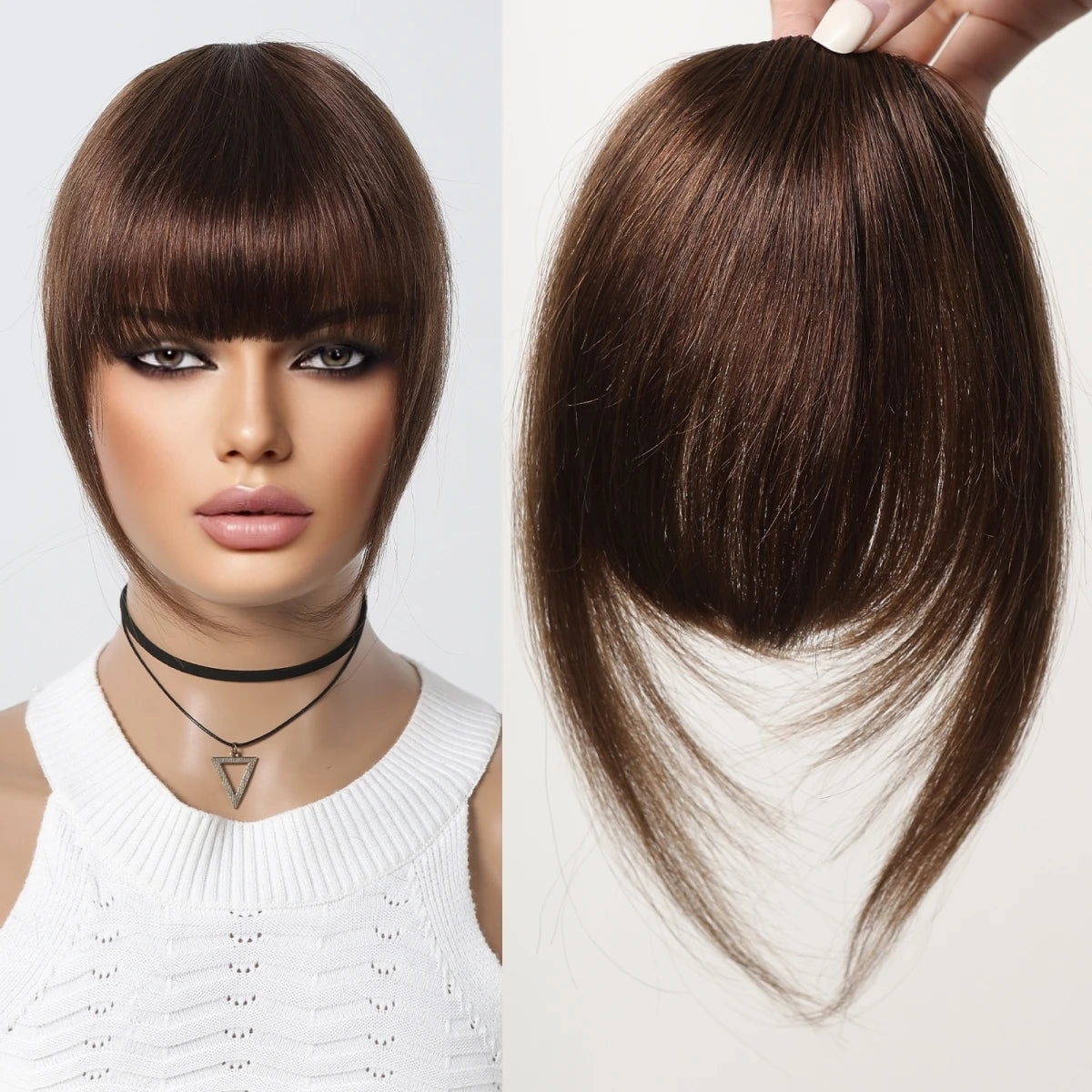 Thick Clip In Human Hair Bangs With Temples for Women