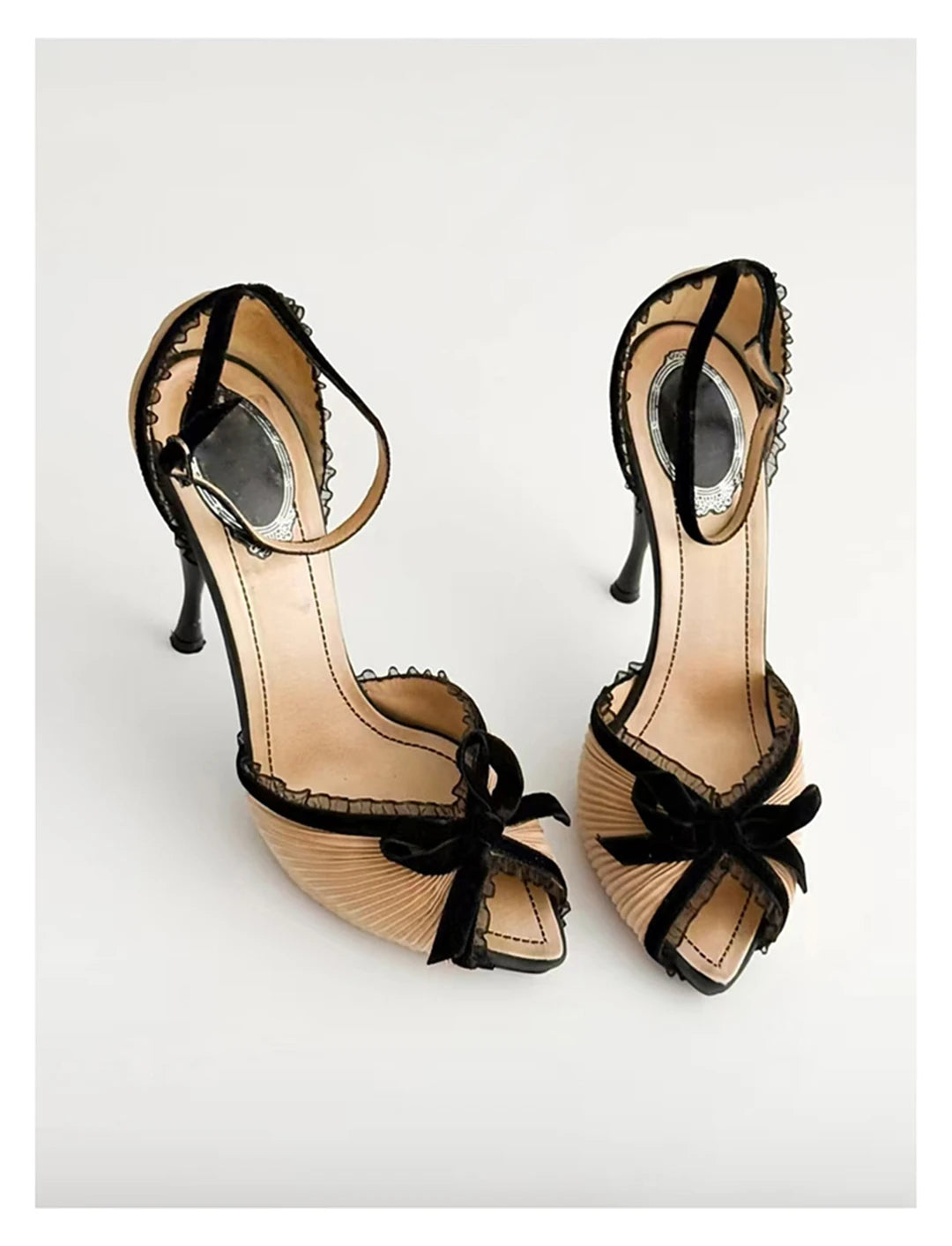 Pointed Open Toe Bow Detail High Heel Sandals for Women
