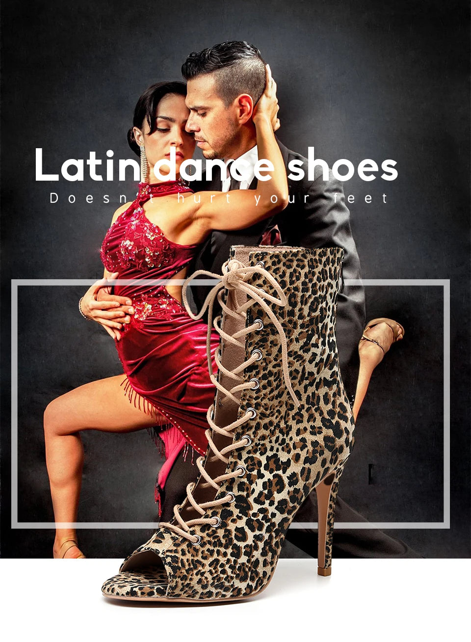 Leopard Print Latin Ballroom Dance Heels for Women