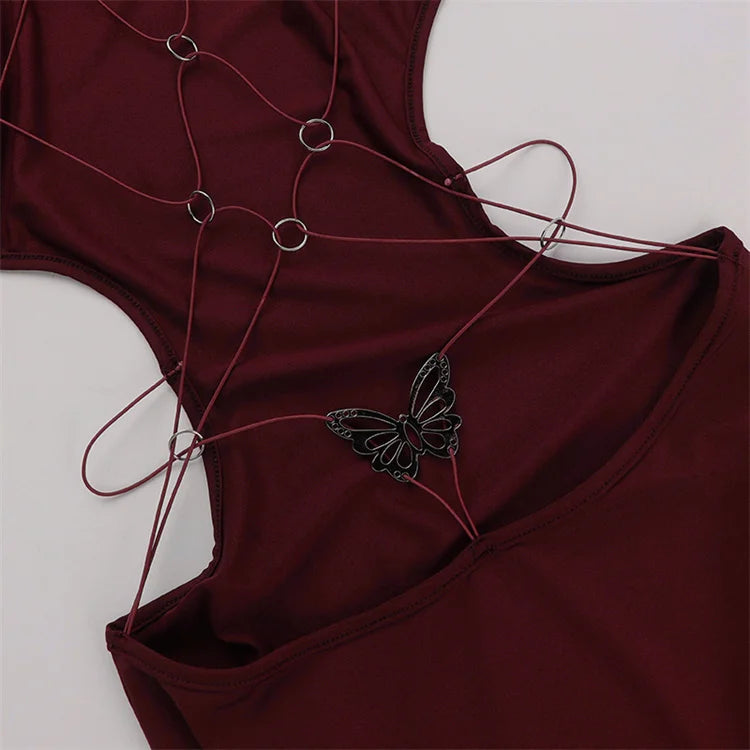 Backless Sleeveless Maxi Dress With High Collar for Women