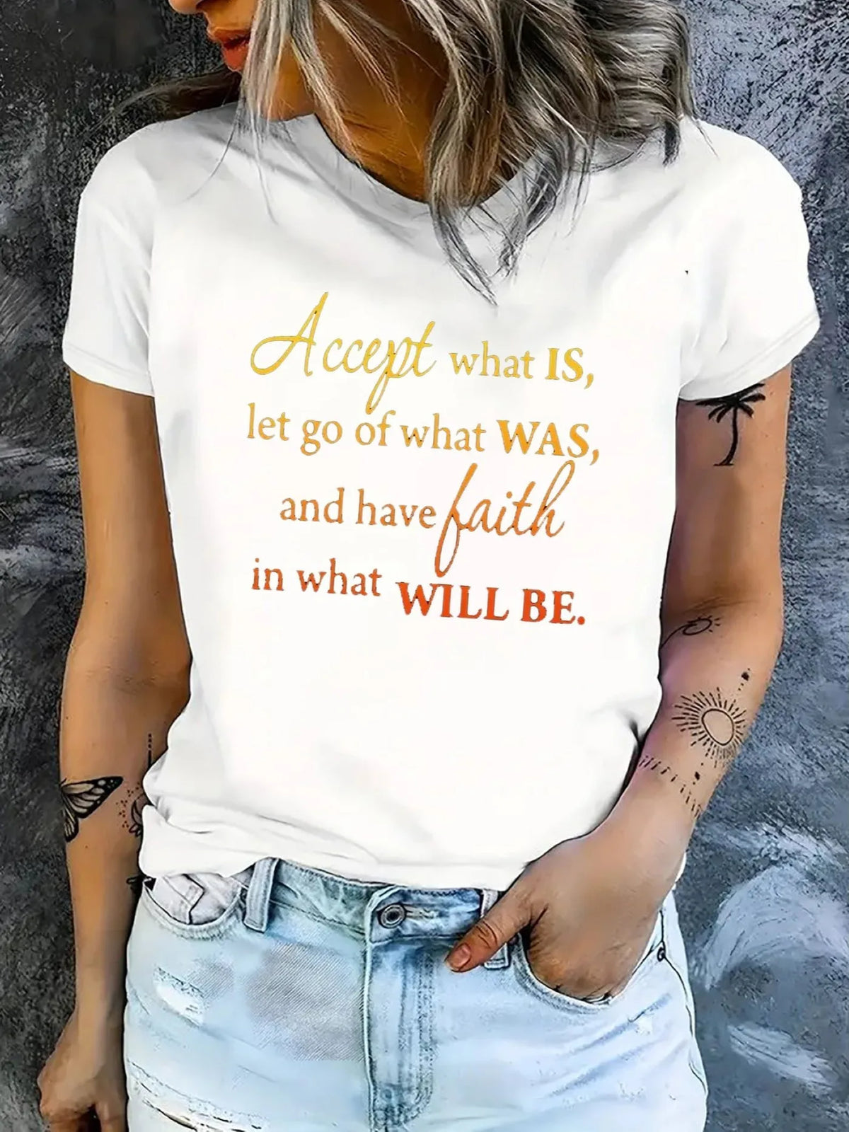 Inspirational Faith Quote Black Graphic T Shirt for Women