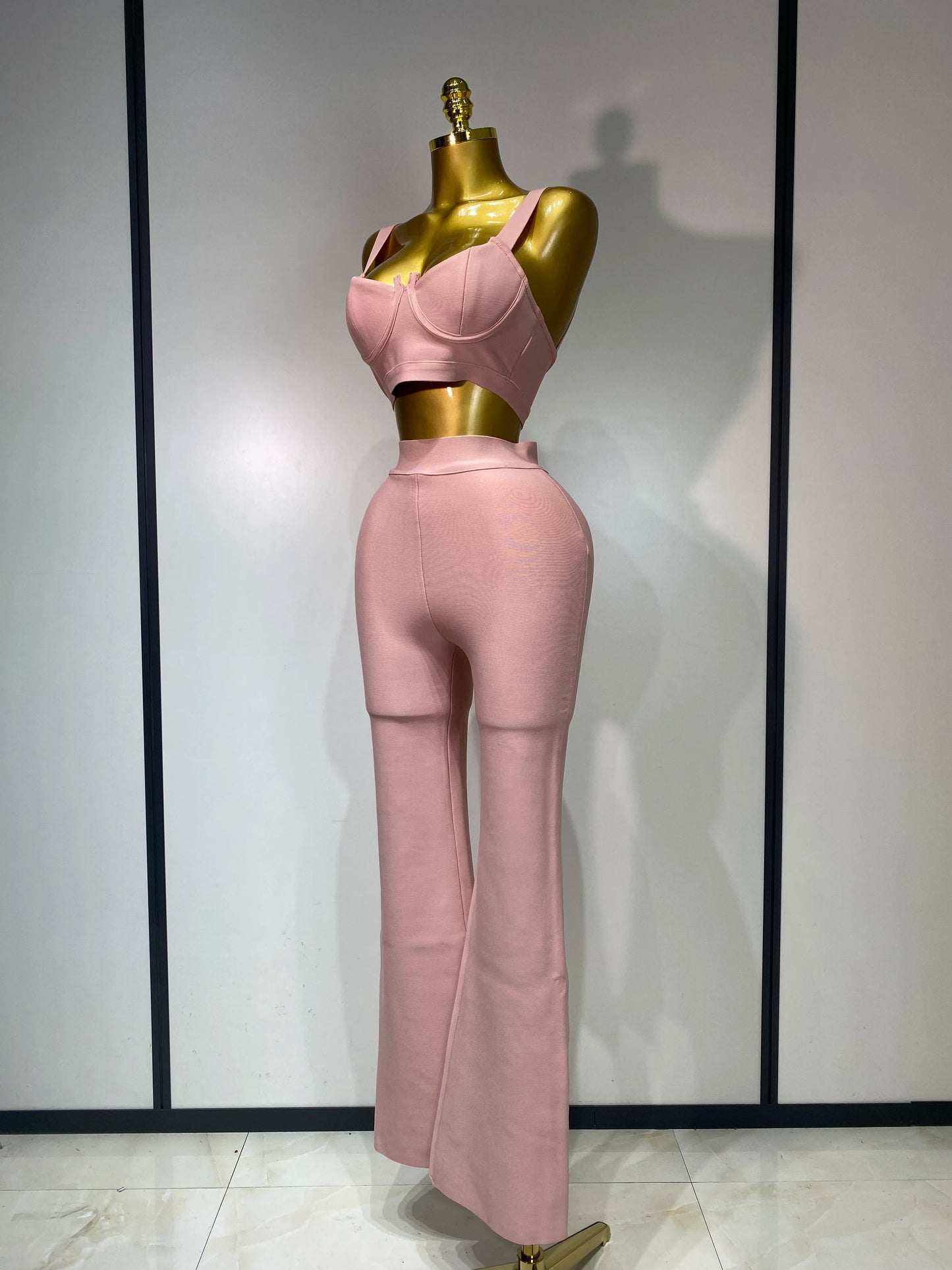 Women Sexy Bandage Crop Top Pant Set Evening Party Club Luxury Birthday High Street Fashion Elegant Luxury Birthday Outfit ﻿