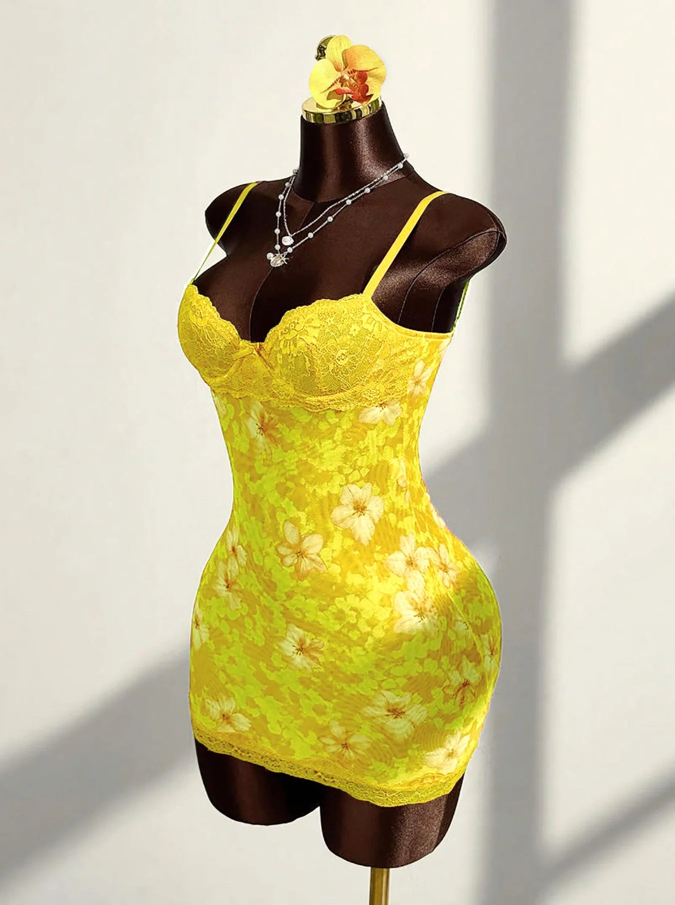 Leopard Print Lace Spaghetti Strap Bodycon Dress for Women