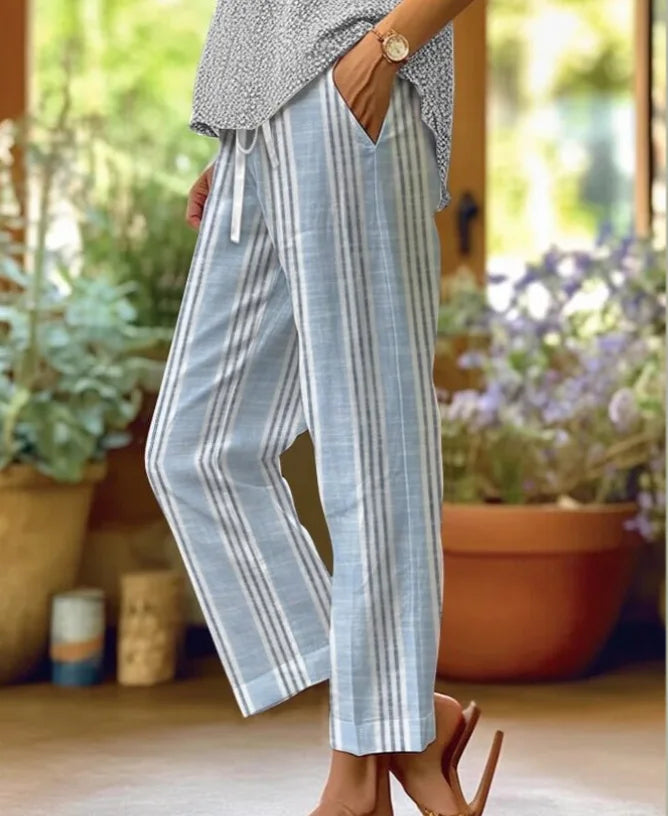 Elegant Printed Loose Ankle-Length Casual Pants for Women