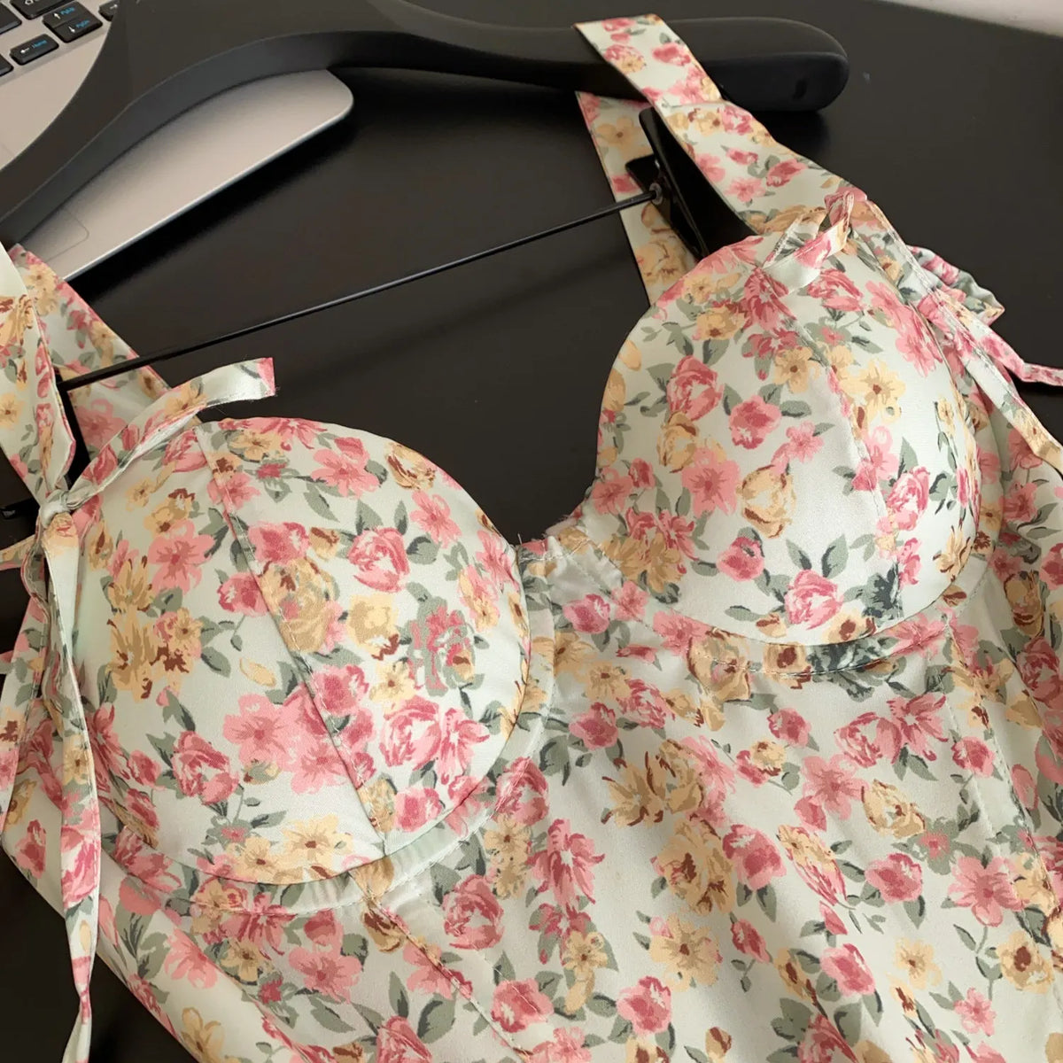 Summer Floral Lace-Up Corset Camisole Top for Women