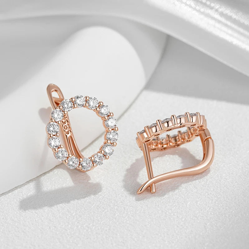 Round Zircon Crystal Drop Earrings