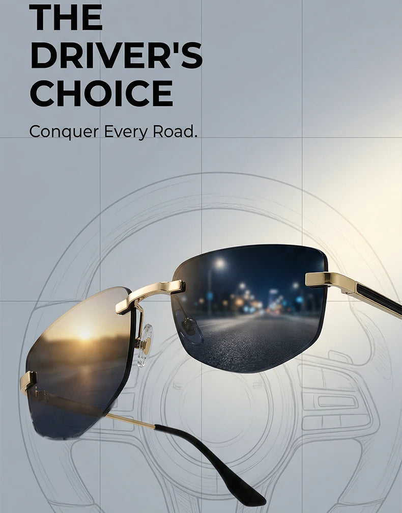 Rimless Geometric Fashion Sunglasses
