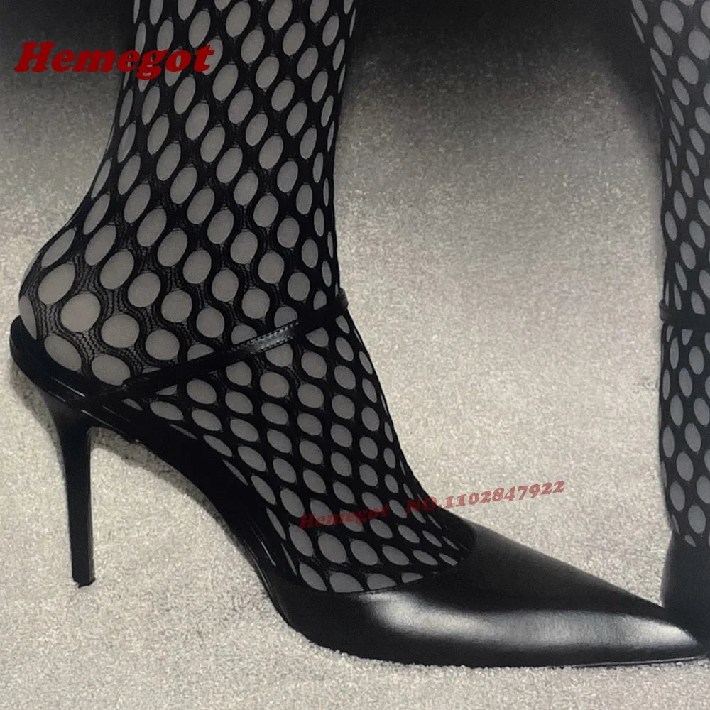 White Leather Pointed Toe Stiletto Mules for Women