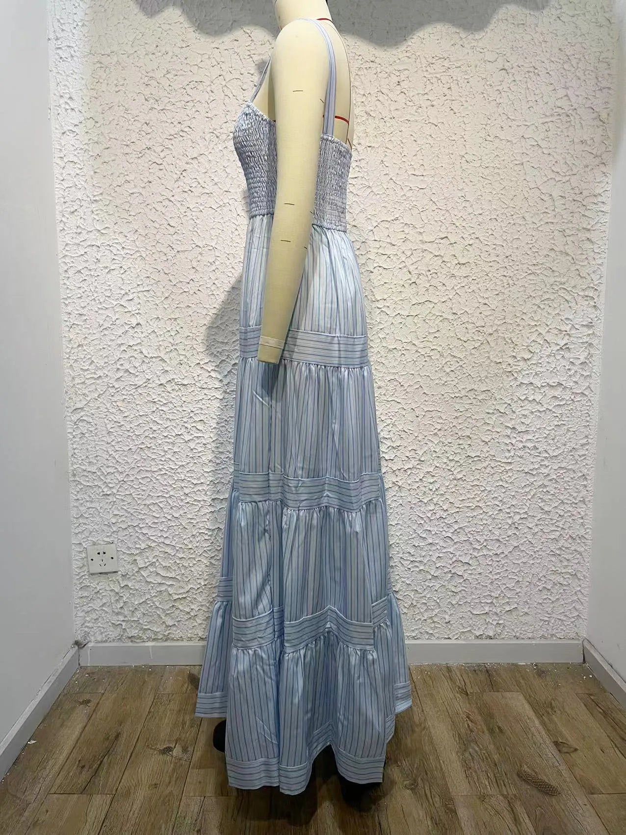 Elegant Striped Spaghetti Strap Maxi Dress for Women