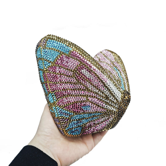 XIYUAN Butterfly Shaped Crystal Evening Bags Women Luxury Sparkling Rhinestone Clutch Purse Wedding Party Bridal Handbag Diamond