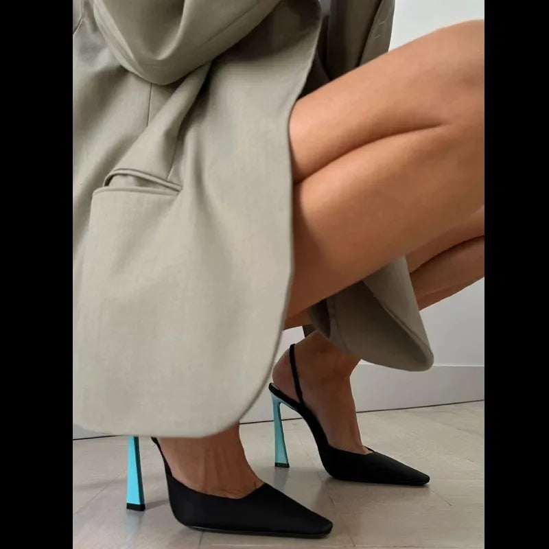 Pointed Toe High Heel Sandals With Back Strap for Women
