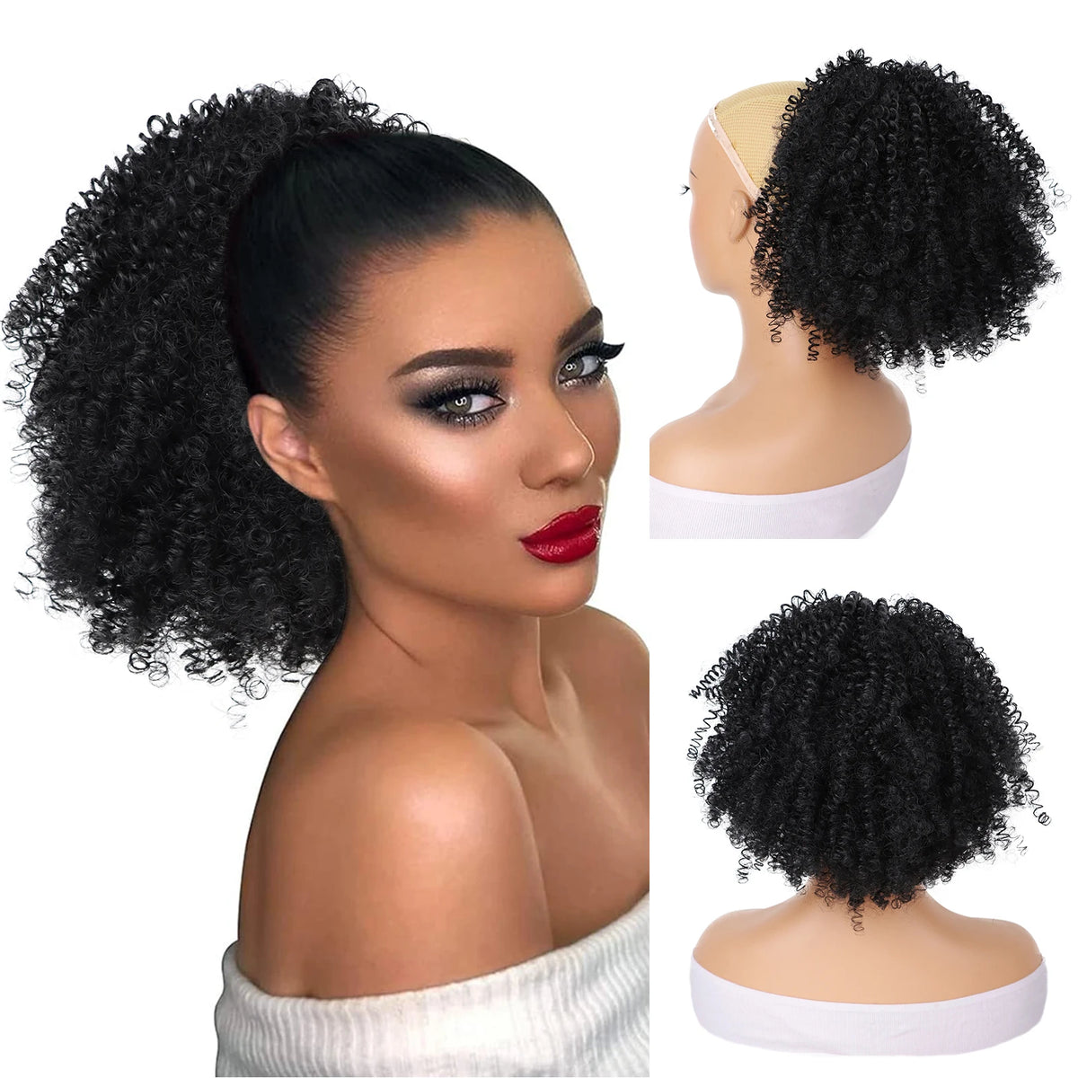 Premium Clip In Curly Afro Puff Hairpiece for Women