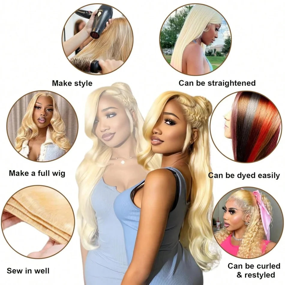 Honey Blonde Body Wave Human Hair Bundles for Women