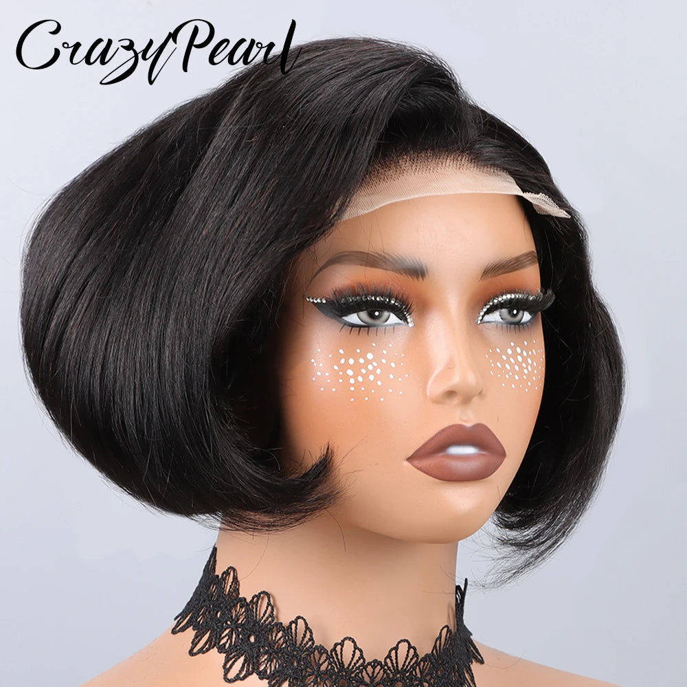 Short Straight Bob Lace Front Human Hair Wig for Women