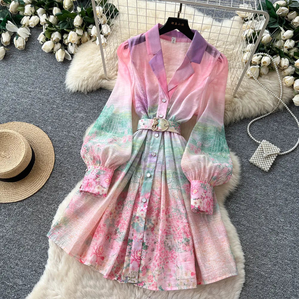 Elegant A Line Midi Dress With Lantern Sleeves for Women