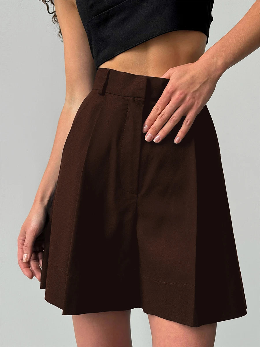 High Waisted Casual Summer Linen Blend Shorts For Women
