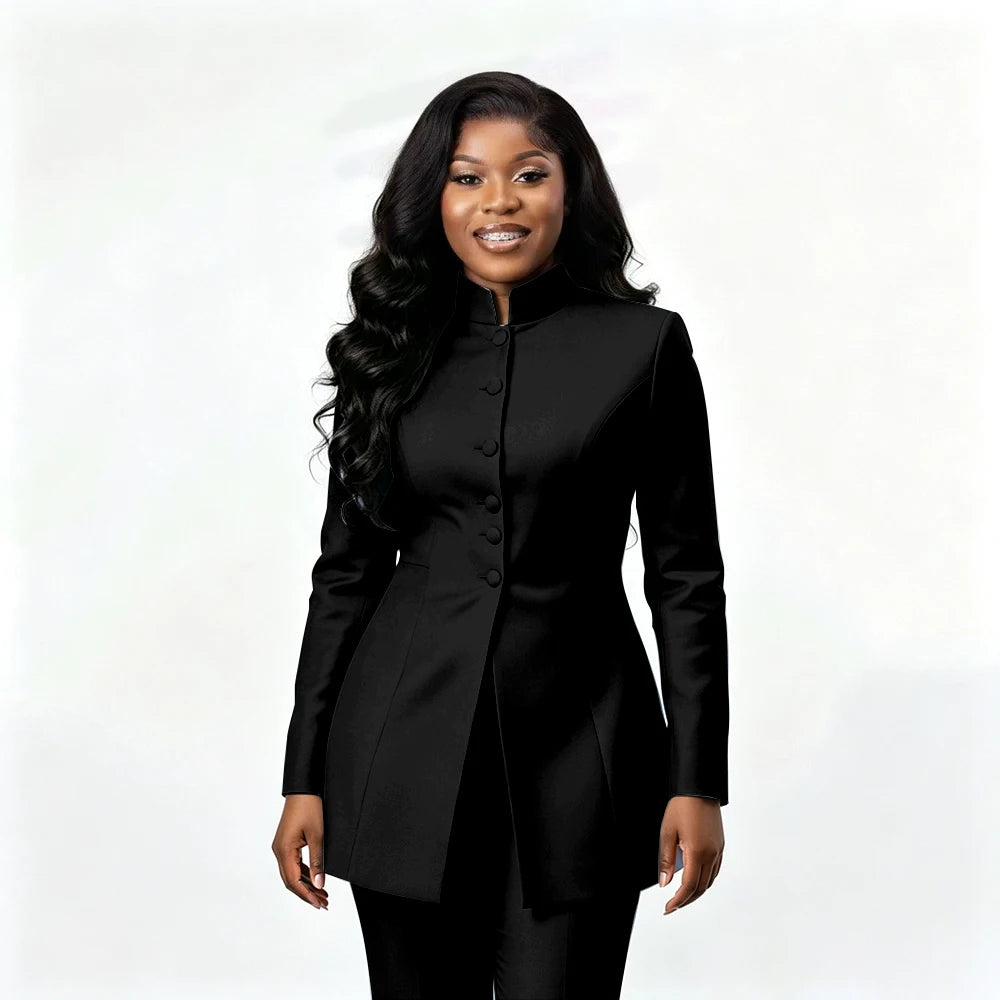 Smart Casual Two Piece Knit Blazer Set with Pants for Women
