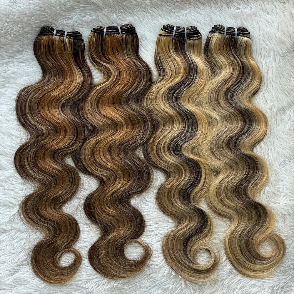 Honey Blonde Highlight Body Wave Hair Bundles for Women